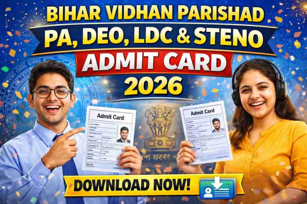 Bihar Vidhan Parishad PA, DEO, LDC & Steno Admit Card 2026